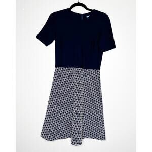 J McLaughlin Short Sleeve Mini Dress Women's Back Zip Navy Blue Size 2
